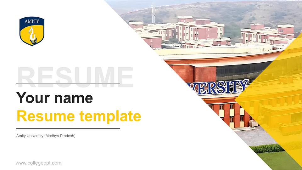 Amity University (Madhya Pradesh) Resume PPT Template16:9 ratio PPT effect preview image