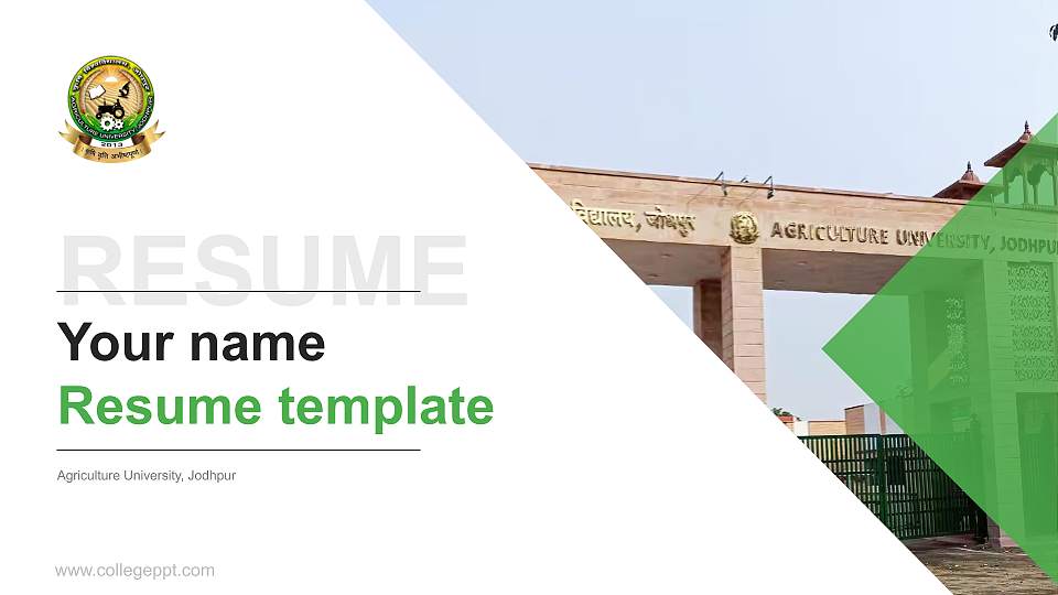 Agriculture University, Jodhpur Resume PPT Template16:9 ratio PPT effect preview image