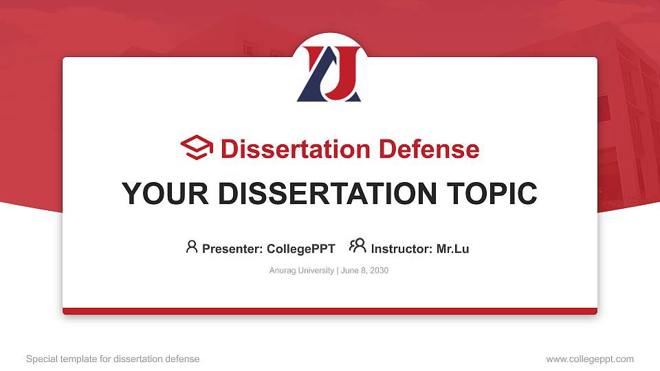 Anurag University Graduation Thesis Defense PPT Template16:9 ratio PPT effect preview image