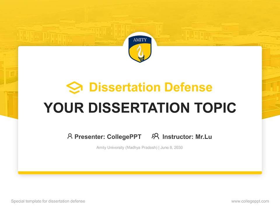 Amity University (Madhya Pradesh) Graduation Thesis Defense PPT Template4:3 ratio PPT effect preview image7
