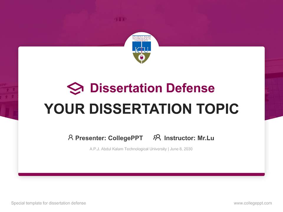 A.P.J. Abdul Kalam Technological University Graduation Thesis Defense PPT Template4:3 ratio PPT effect preview image7