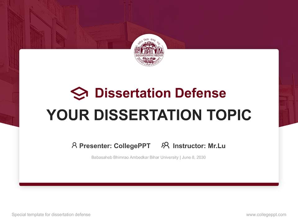 Babasaheb Bhimrao Ambedkar Bihar University Graduation Thesis Defense PPT Template4:3 ratio PPT effect preview image7