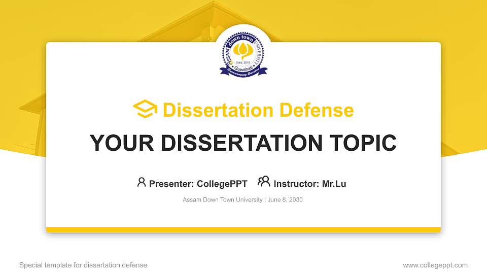 Assam Down Town University Graduation Thesis Defense PPT Template16:9 ratio PPT effect preview image