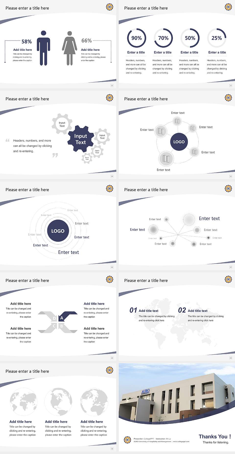 AURO University of Hospitality and Management Course/Courseware Creation PPT Template4:3 ratio PPT effect preview image4