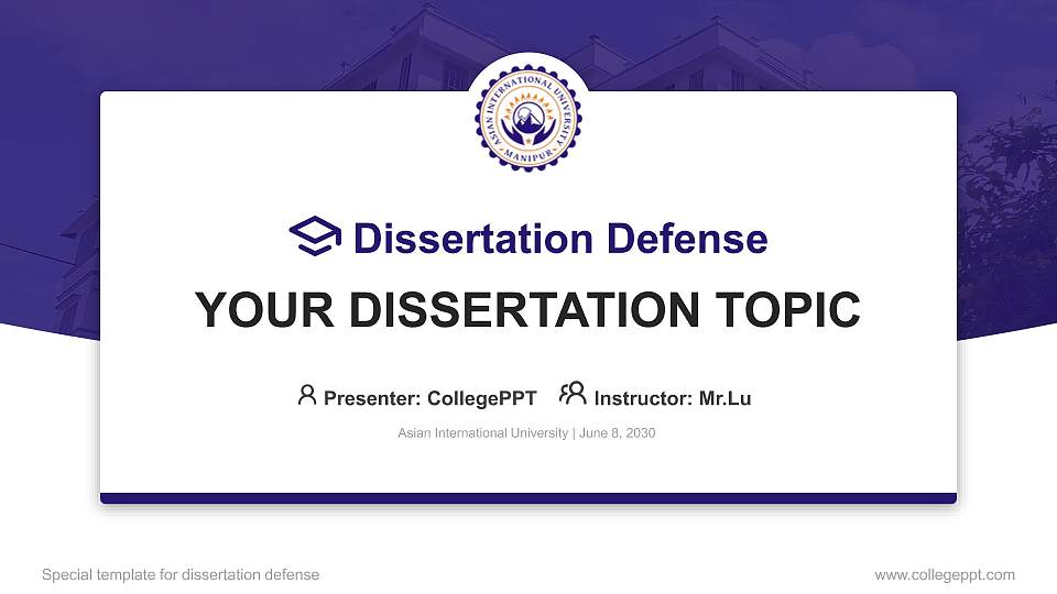 Asian International University Graduation Thesis Defense PPT Template16:9 ratio PPT effect preview image