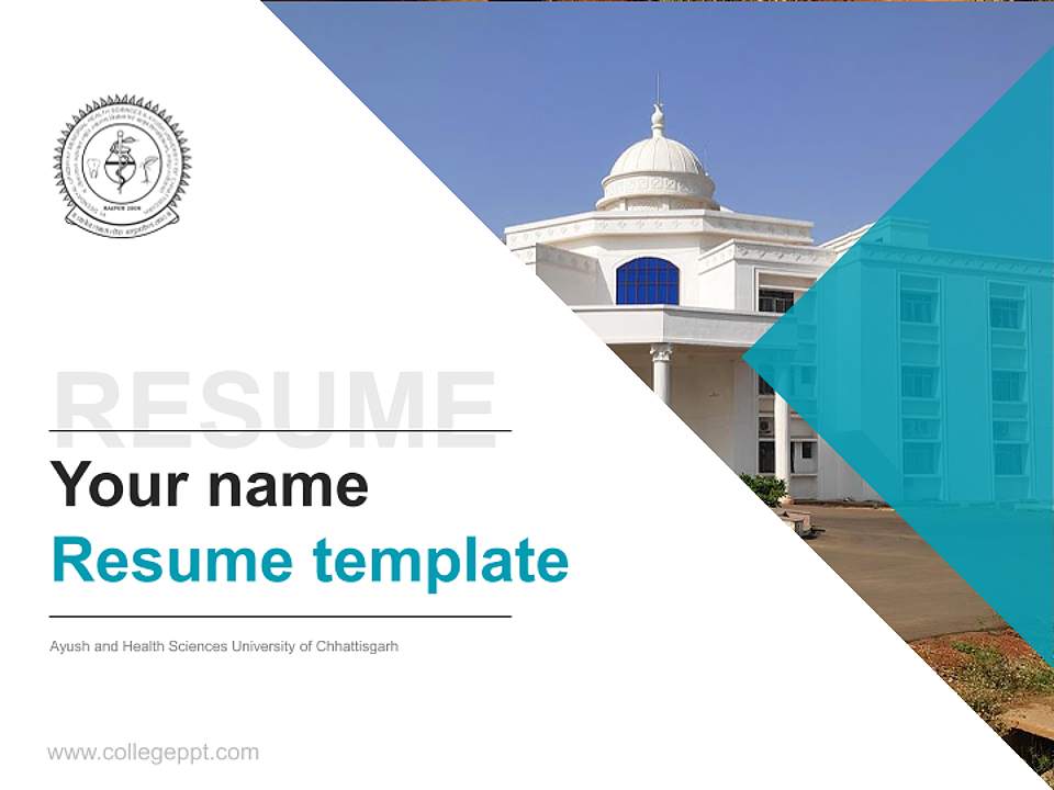 Ayush and Health Sciences University of Chhattisgarh Resume PPT Template4:3 ratio PPT effect preview image5