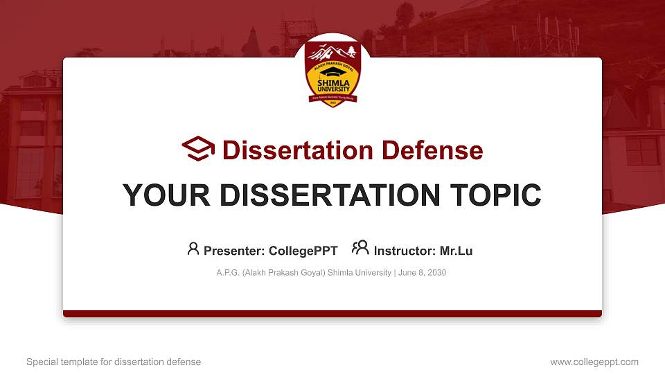 A.P.G. (Alakh Prakash Goyal) Shimla University Graduation Thesis Defense PPT Template16:9 ratio PPT effect preview image