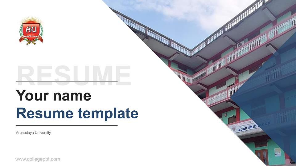 Arunodaya University Resume PPT Template16:9 ratio PPT effect preview image