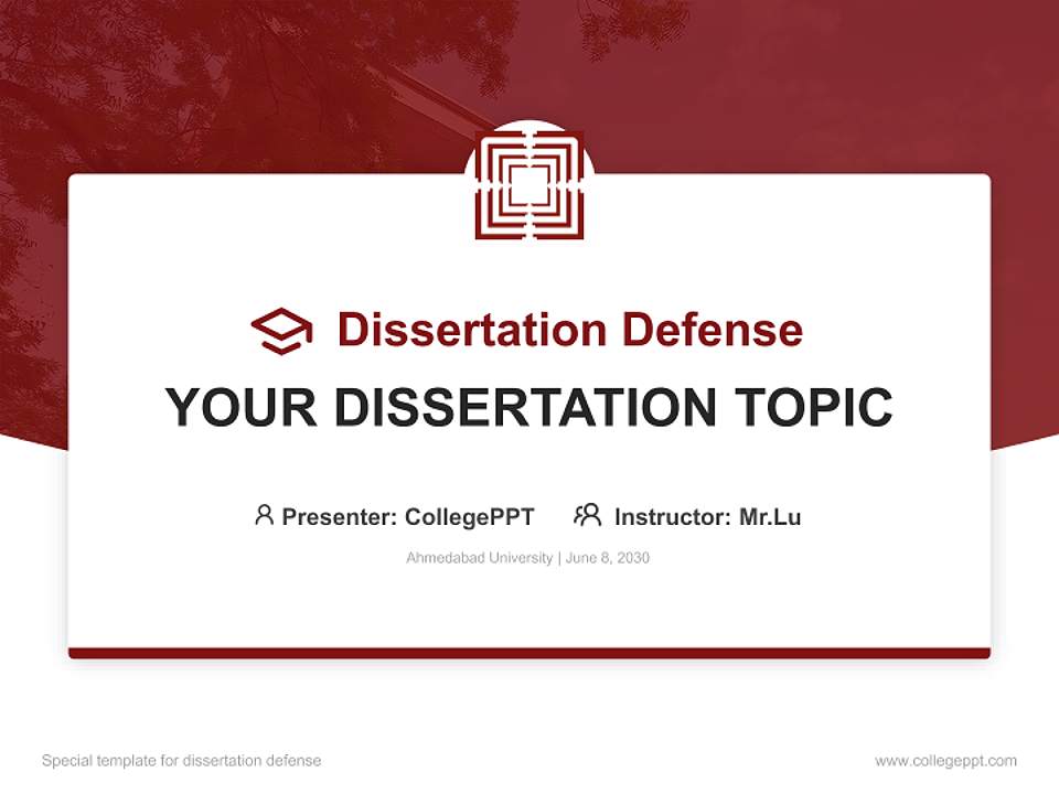Ahmedabad University Graduation Thesis Defense PPT Template4:3 ratio PPT effect preview image7