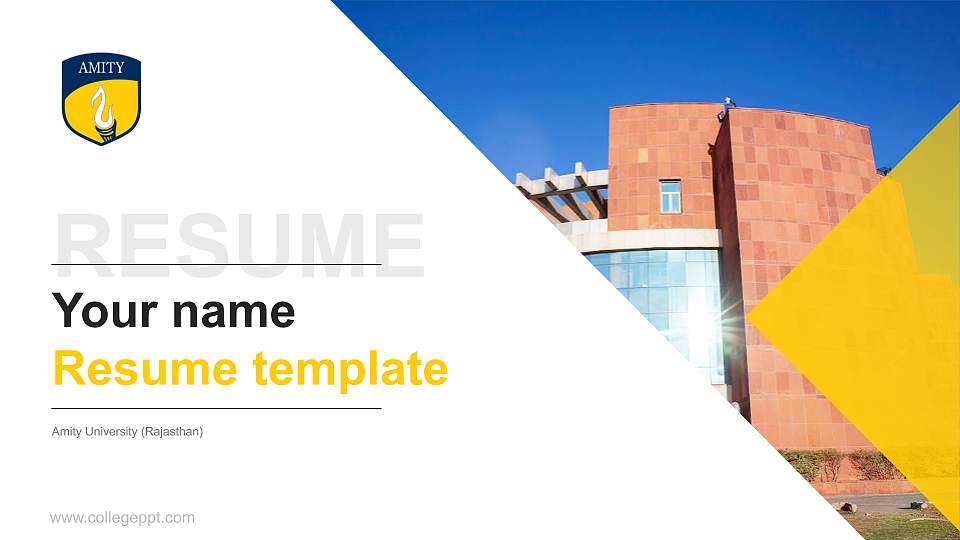 Amity University (Rajasthan) Resume PPT Template16:9 ratio PPT effect preview image