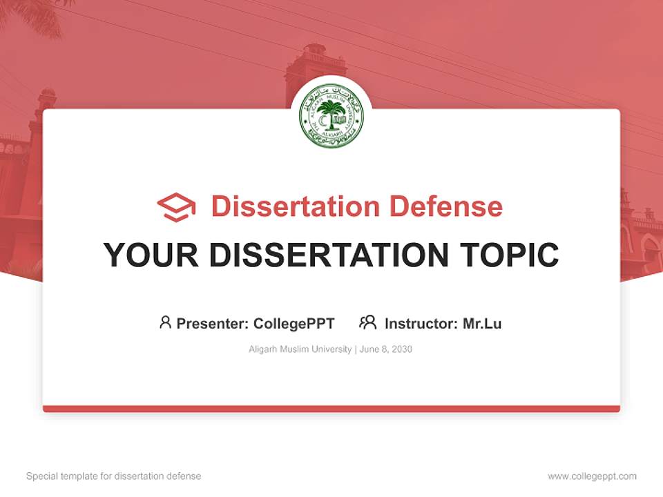 Aligarh Muslim University Graduation Thesis Defense PPT Template4:3 ratio PPT effect preview image7
