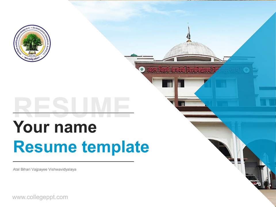Atal Bihari Vajpayee Vishwavidyalaya Resume PPT Template4:3 ratio PPT effect preview image5
