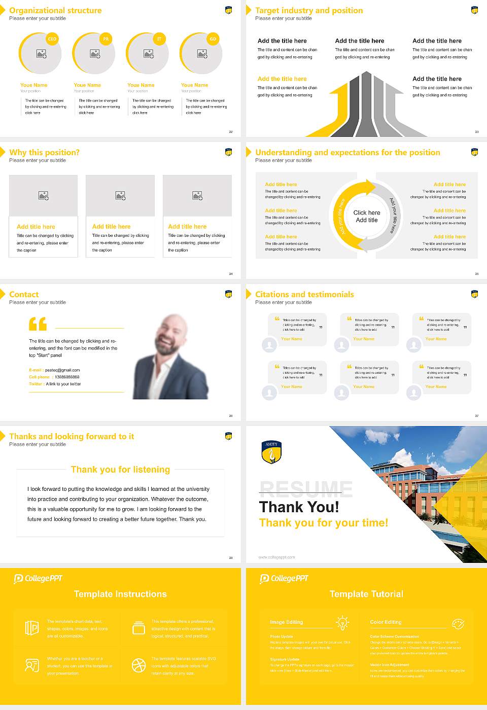 Amity University Jharkhand Resume PPT Template16:9 ratio PPT effect preview image4