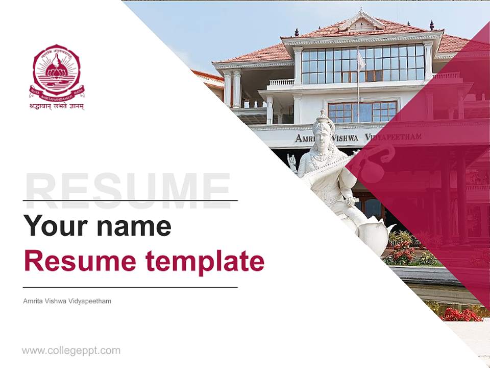 Amrita Vishwa Vidyapeetham Resume PPT Template4:3 ratio PPT effect preview image5