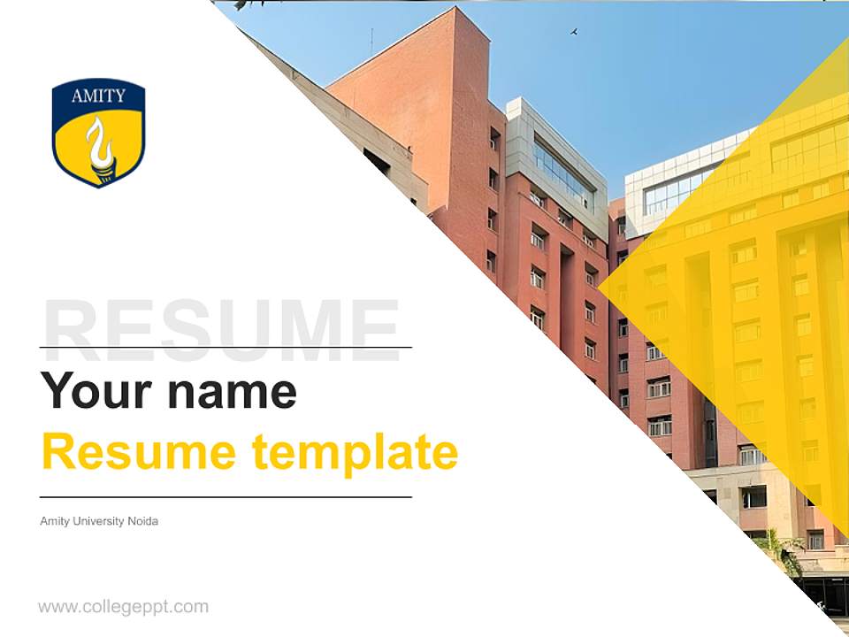 Amity University Noida Resume PPT Template4:3 ratio PPT effect preview image5