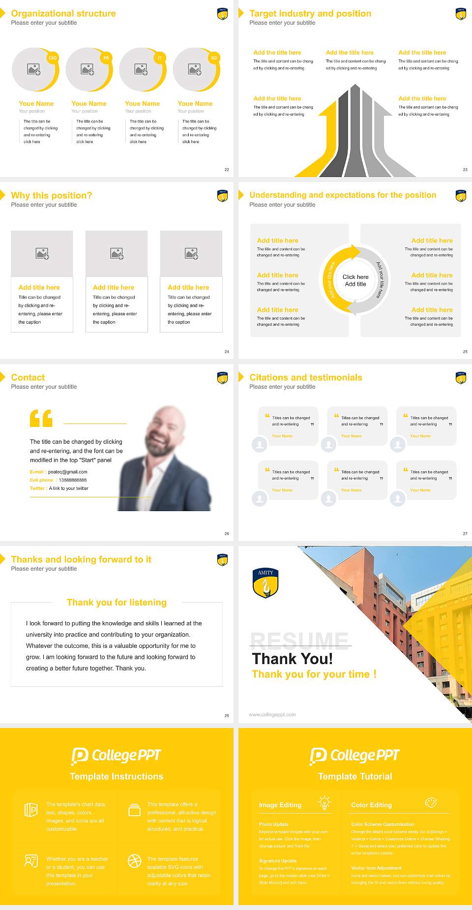 Amity University Noida Resume PPT Template4:3 ratio PPT effect preview image4