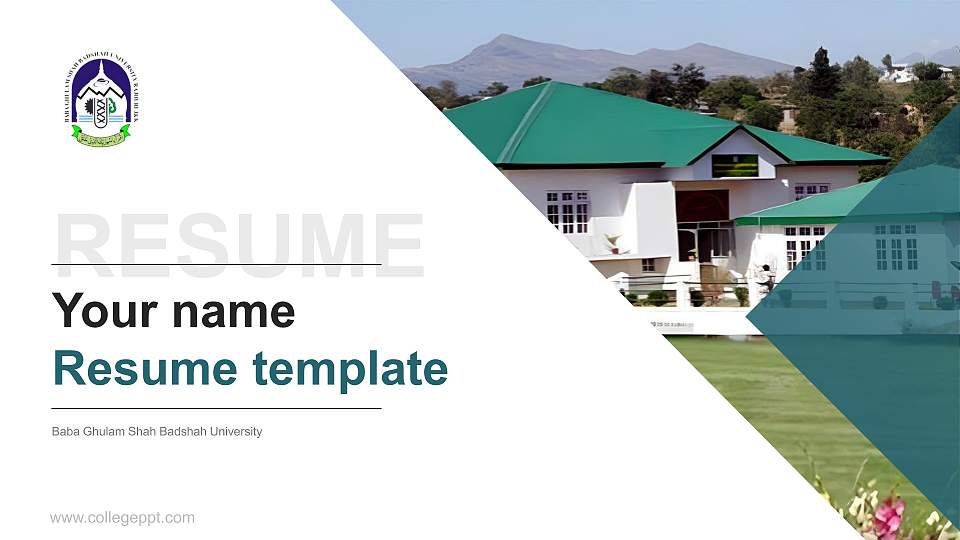 Baba Ghulam Shah Badshah University Resume PPT Template16:9 ratio PPT effect preview image