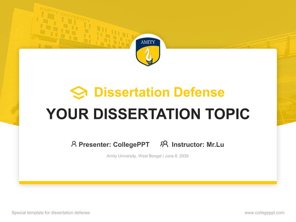 Amity University, West Bengal Graduation Thesis Defense PPT Template4:3 ratio PPT effect preview image7