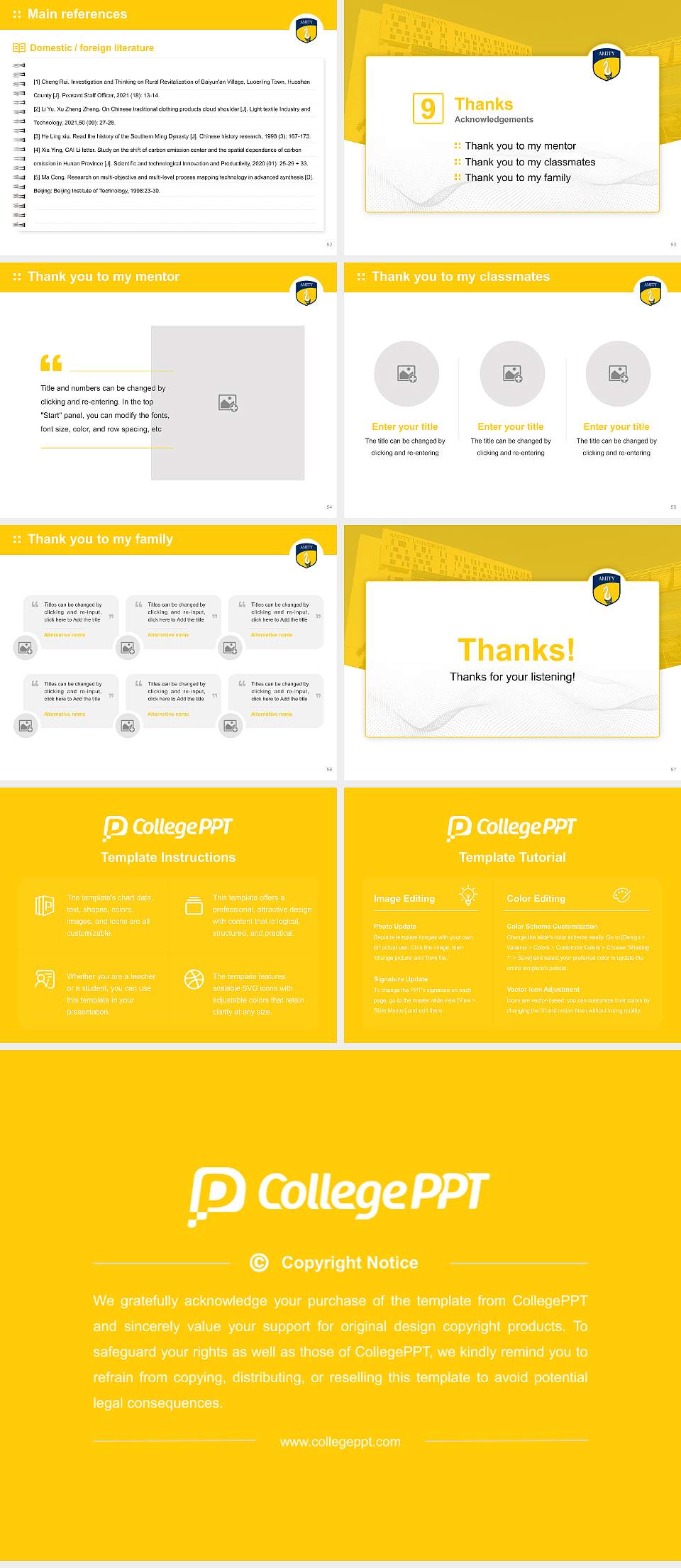 Amity University, West Bengal Graduation Thesis Defense PPT Template4:3 ratio PPT effect preview image7