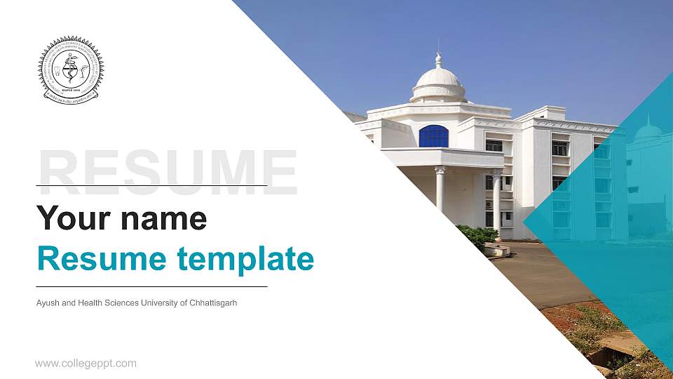 Ayush and Health Sciences University of Chhattisgarh Resume PPT Template16:9 ratio PPT effect preview image