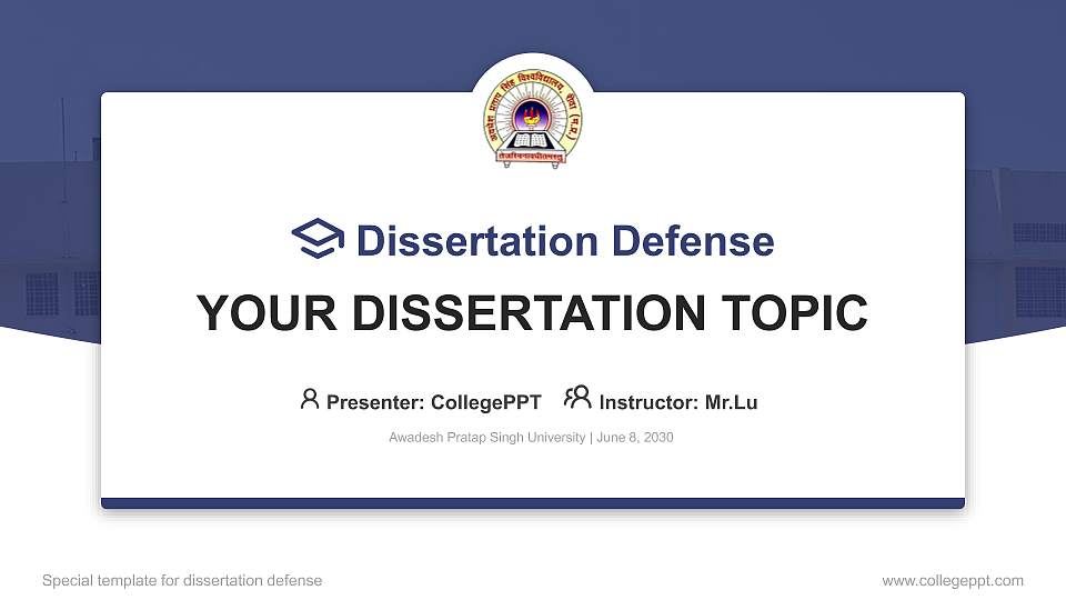 Awadesh Pratap Singh University Graduation Thesis Defense PPT Template16:9 ratio PPT effect preview image