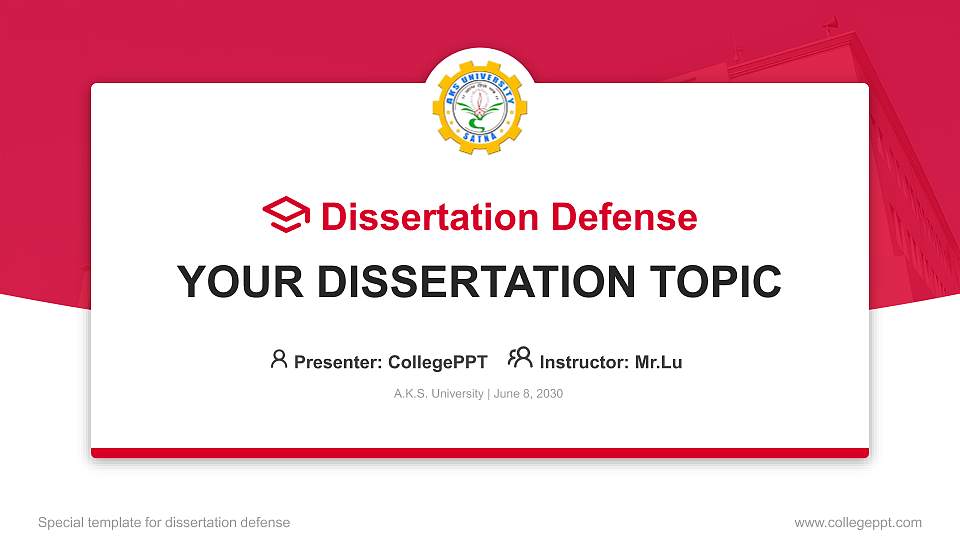 A.K.S. University Graduation Thesis Defense PPT Template16:9 ratio PPT effect preview image