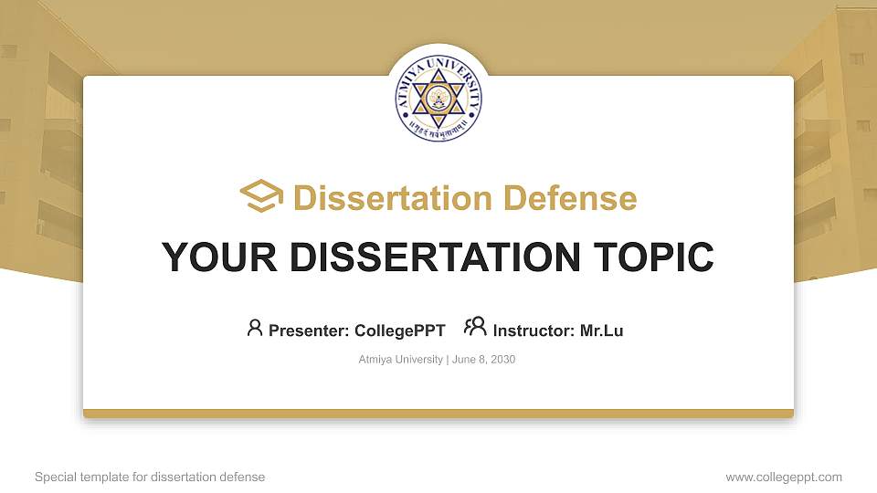 Atmiya University Graduation Thesis Defense PPT Template16:9 ratio PPT effect preview image