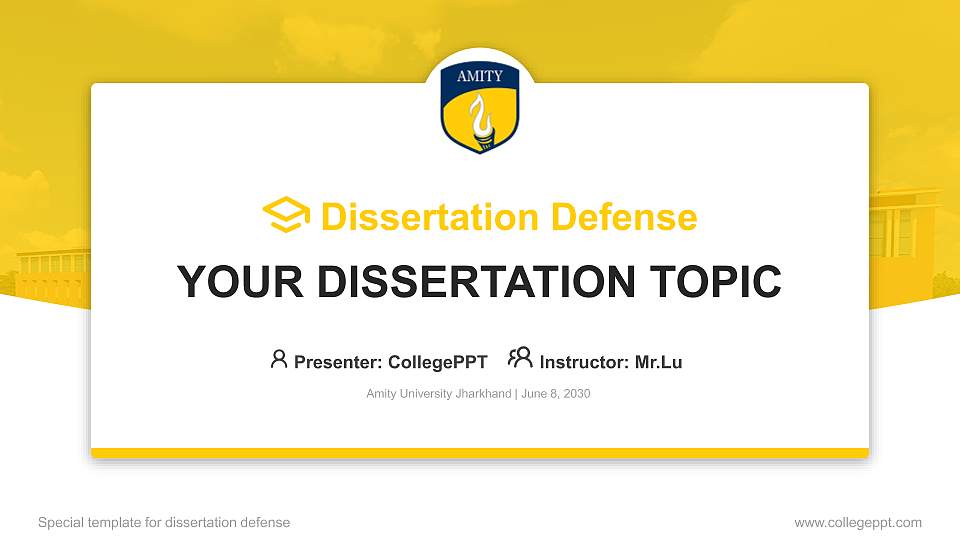 Amity University Jharkhand Graduation Thesis Defense PPT Template16:9 ratio PPT effect preview image