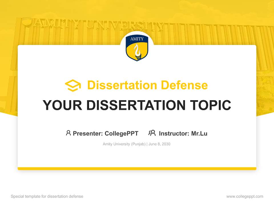 Amity University (Punjab) Graduation Thesis Defense PPT Template4:3 ratio PPT effect preview image7
