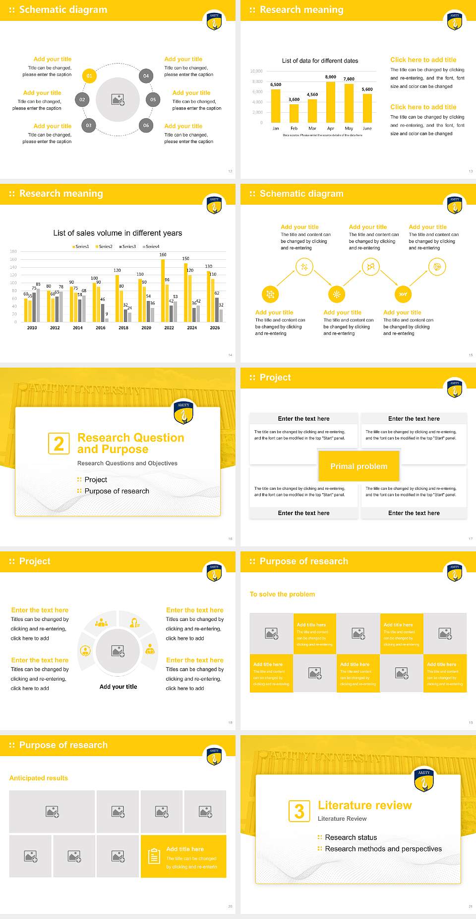 Amity University (Punjab) Graduation Thesis Defense PPT Template4:3 ratio PPT effect preview image3