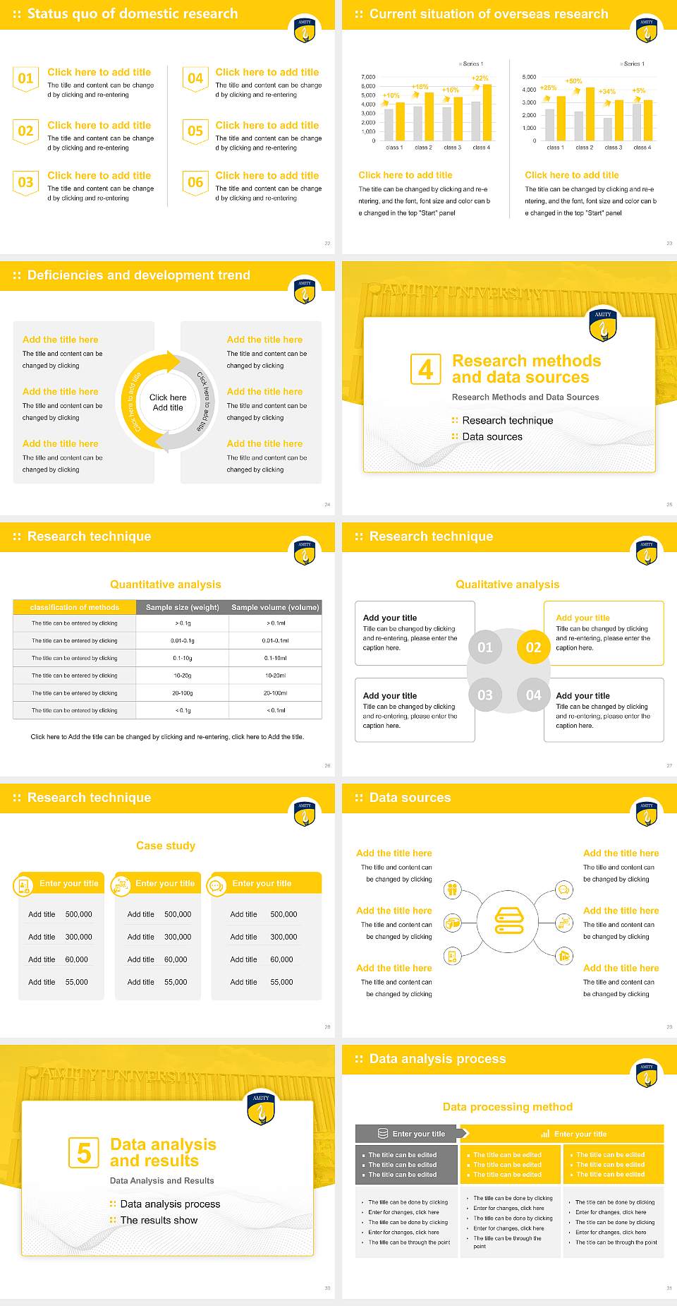Amity University (Punjab) Graduation Thesis Defense PPT Template4:3 ratio PPT effect preview image4