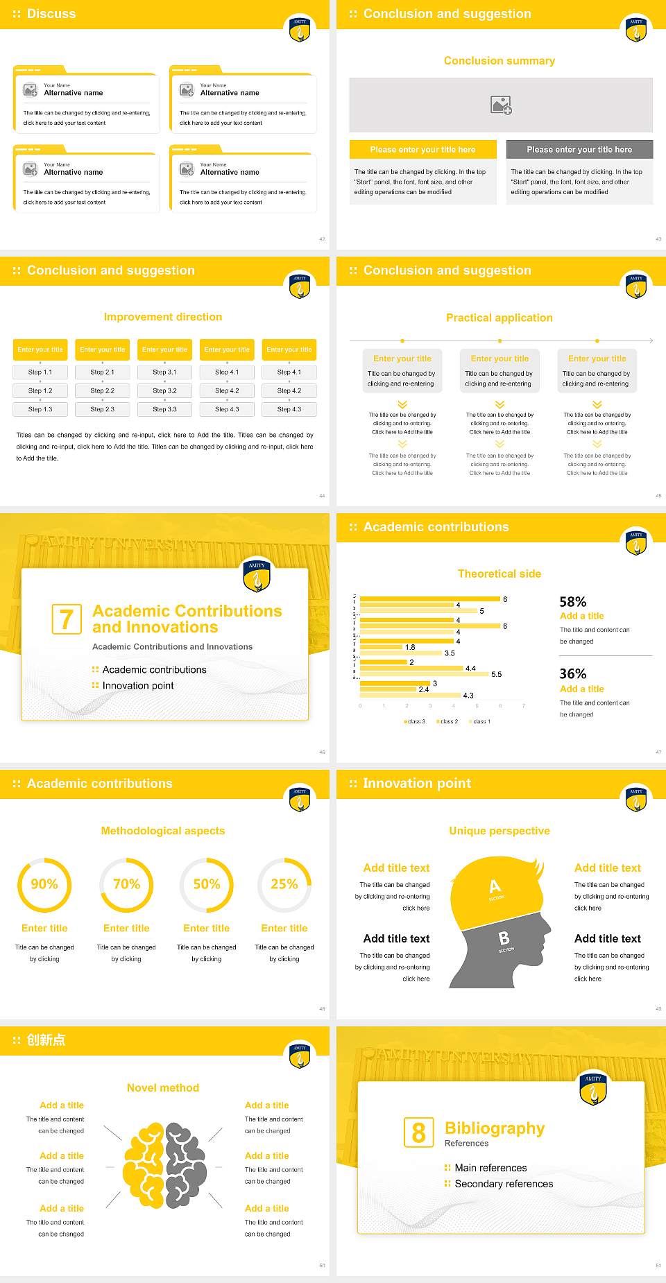 Amity University (Punjab) Graduation Thesis Defense PPT Template4:3 ratio PPT effect preview image6