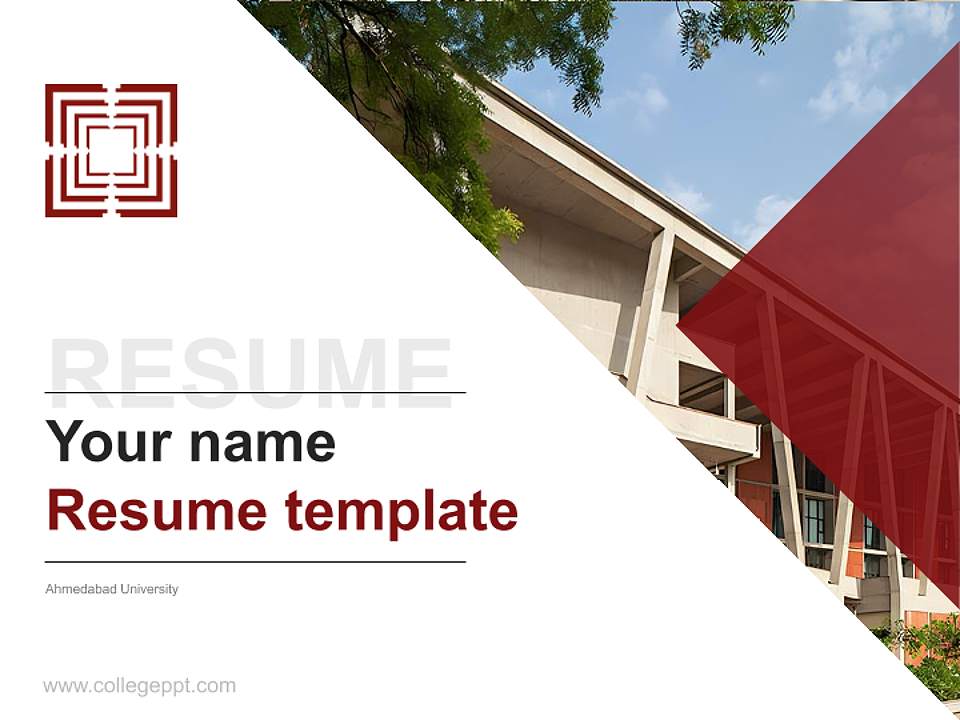 Ahmedabad University Resume PPT Template4:3 ratio PPT effect preview image5