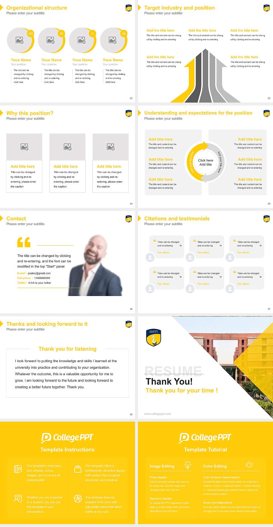 Amity University Gurugram, Haryana Resume PPT Template4:3 ratio PPT effect preview image4