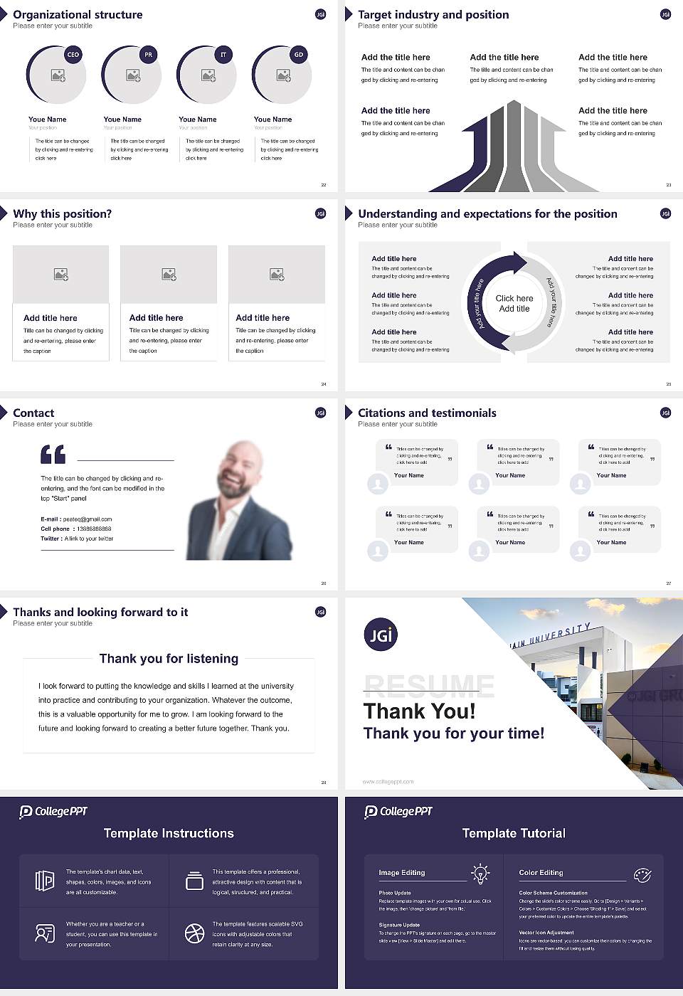 ARKA Jain University Resume PPT Template16:9 ratio PPT effect preview image4