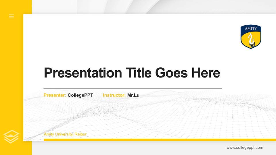 Amity University, Raipur Thesis Proposal/Graduation Defense PPT Template16:9 ratio PPT effect preview image