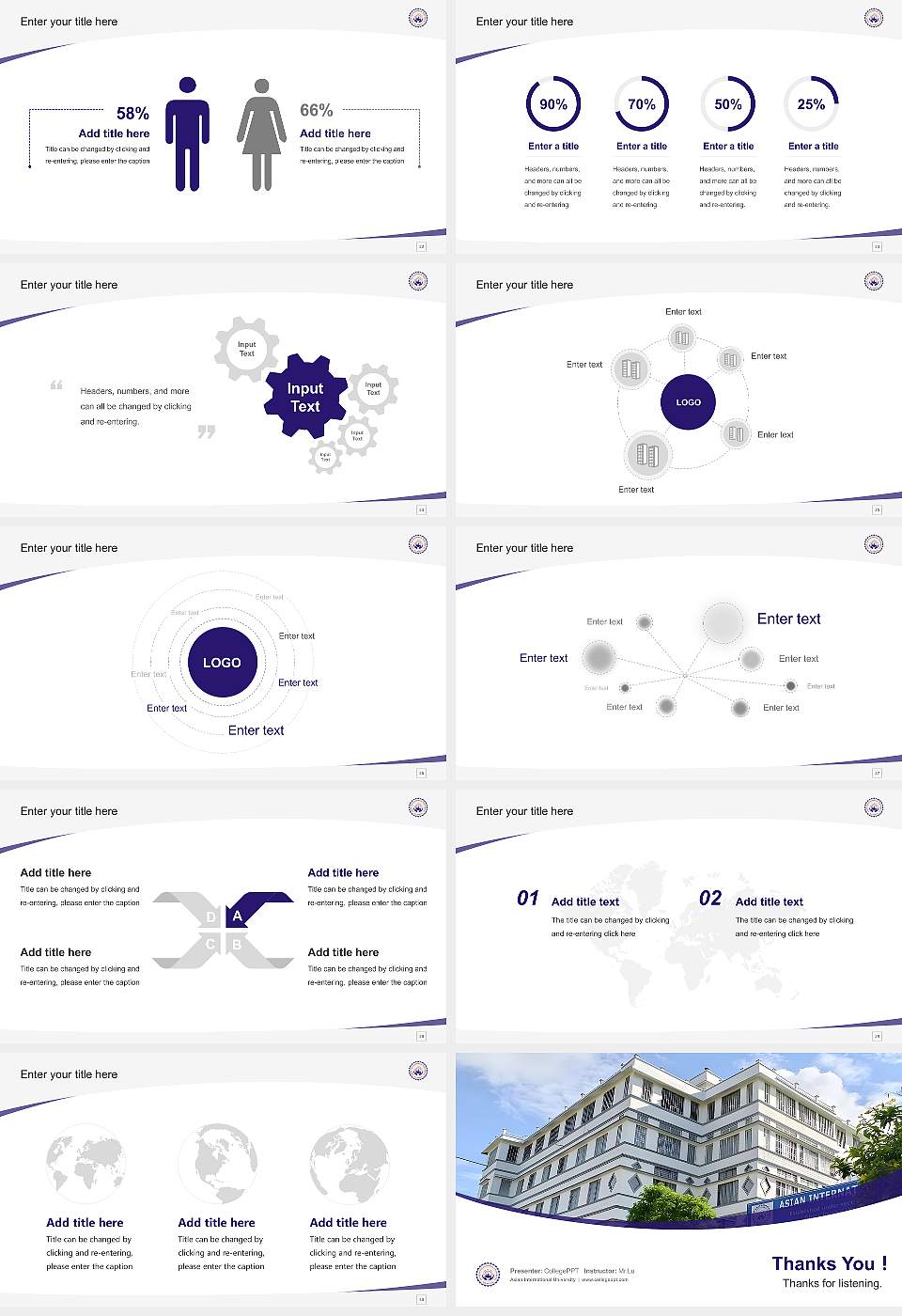 Asian International University Course/Courseware Creation PPT Template16:9 ratio PPT effect preview image4