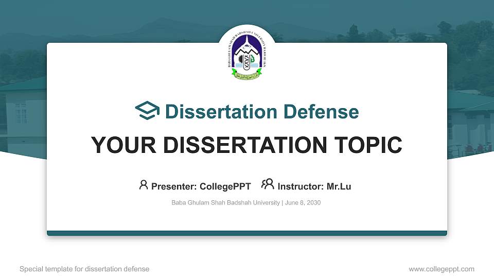 Baba Ghulam Shah Badshah University Graduation Thesis Defense PPT Template16:9 ratio PPT effect preview image