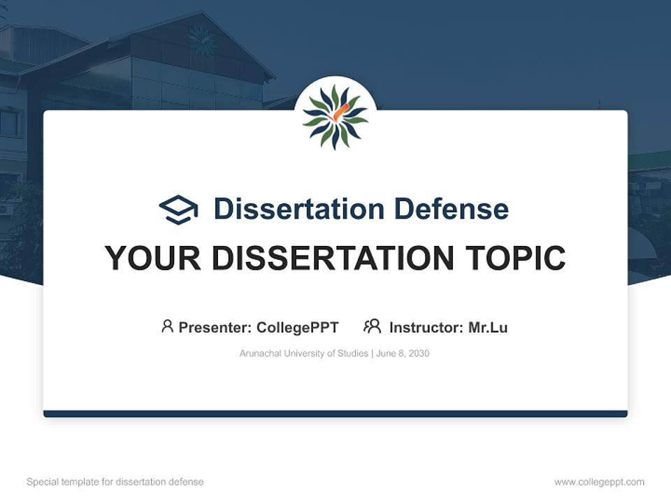 Arunachal University of Studies Graduation Thesis Defense PPT Template4:3 ratio PPT effect preview image7