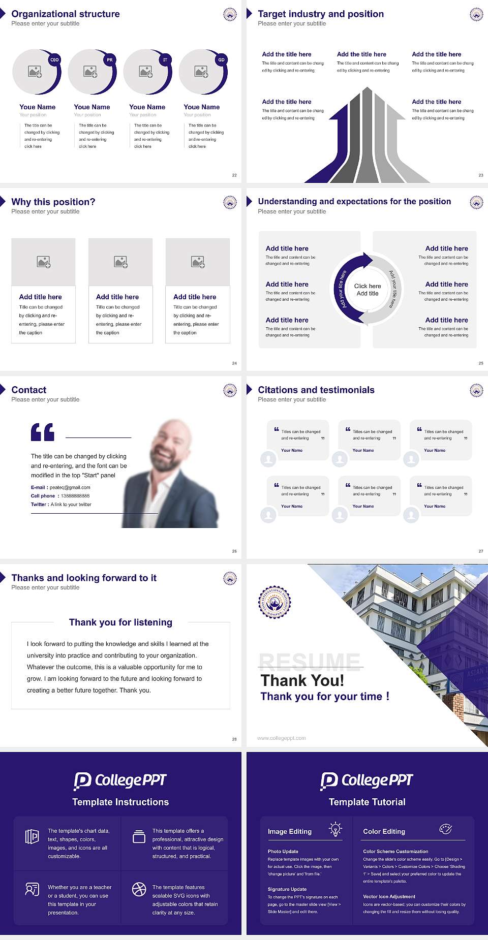 Asian International University Resume PPT Template4:3 ratio PPT effect preview image4