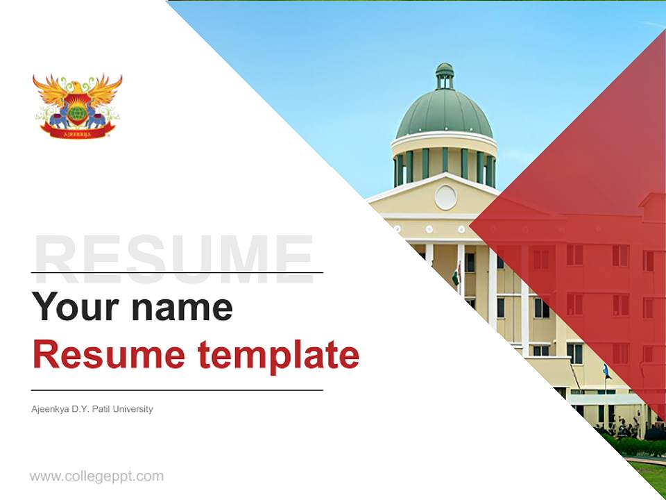 Ajeenkya D.Y. Patil University Resume PPT Template4:3 ratio PPT effect preview image5