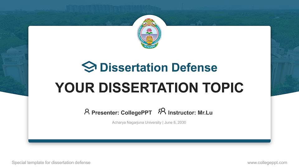 Acharya Nagarjuna University Graduation Thesis Defense PPT Template16:9 ratio PPT effect preview image
