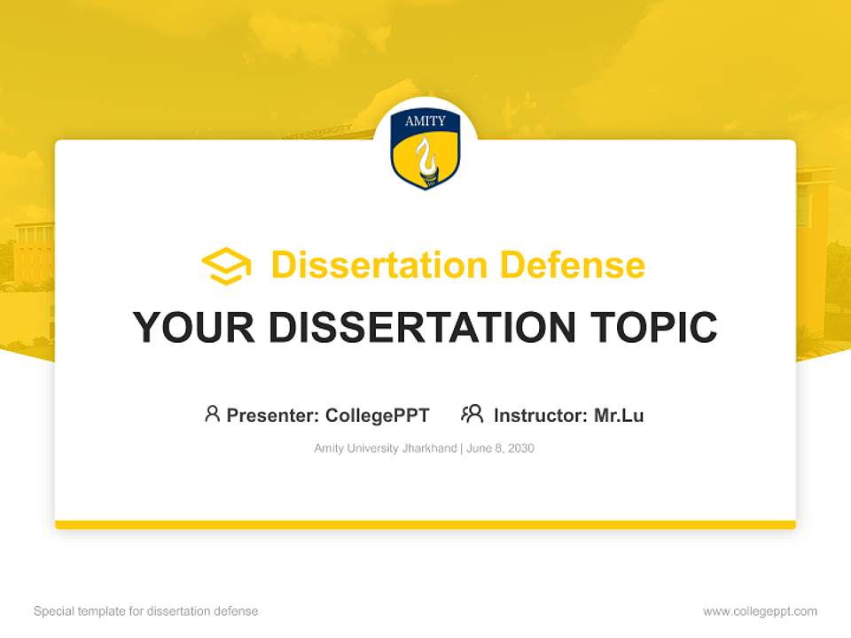 Amity University Jharkhand Graduation Thesis Defense PPT Template4:3 ratio PPT effect preview image7