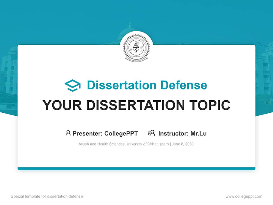Ayush and Health Sciences University of Chhattisgarh Graduation Thesis Defense PPT Template4:3 ratio PPT effect preview image7