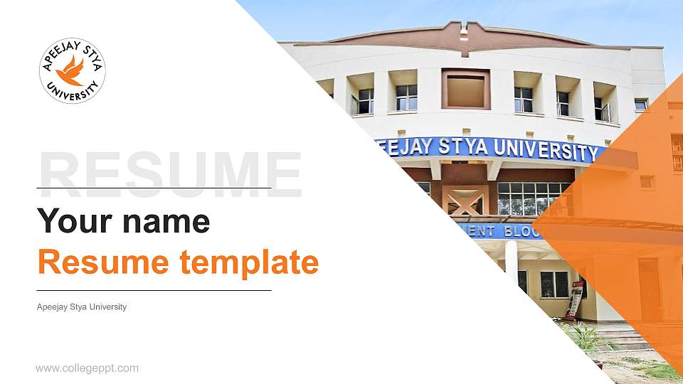 Apeejay Stya University Resume PPT Template16:9 ratio PPT effect preview image