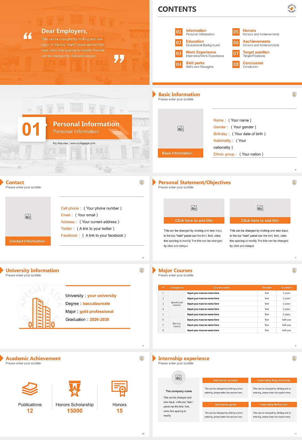 Apeejay Stya University Resume PPT Template16:9 ratio PPT effect preview image2