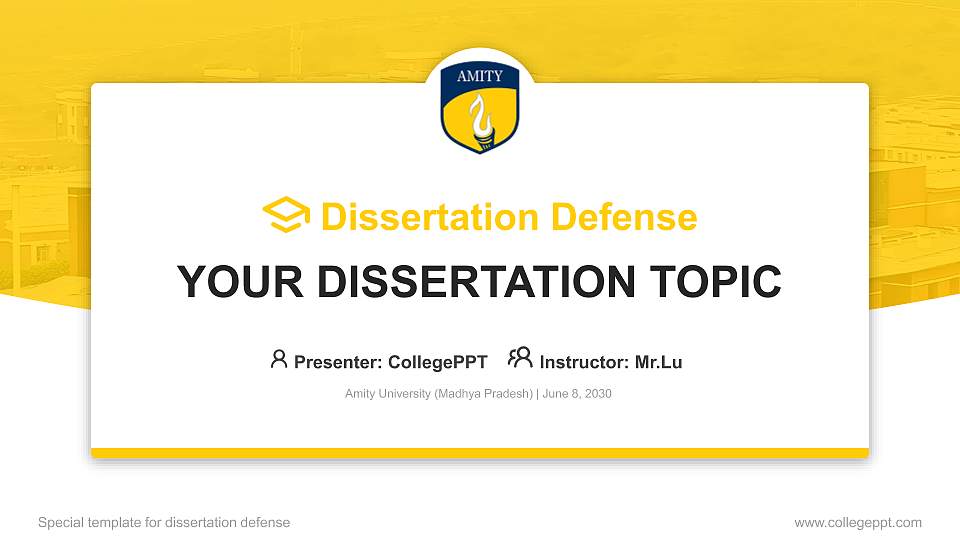 Amity University (Madhya Pradesh) Graduation Thesis Defense PPT Template16:9 ratio PPT effect preview image