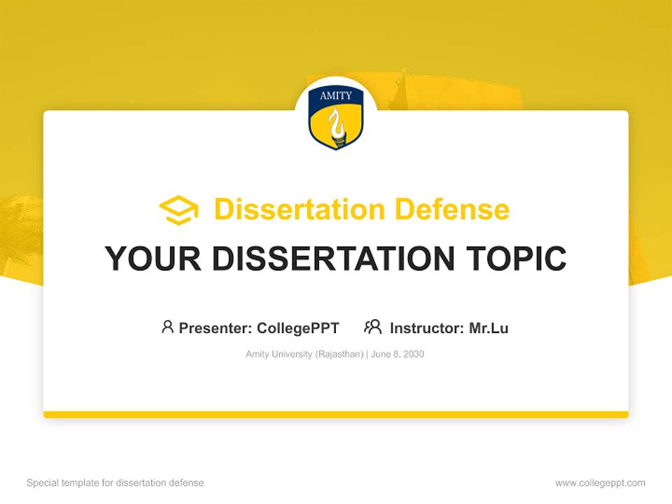 Amity University (Rajasthan) Graduation Thesis Defense PPT Template4:3 ratio PPT effect preview image7