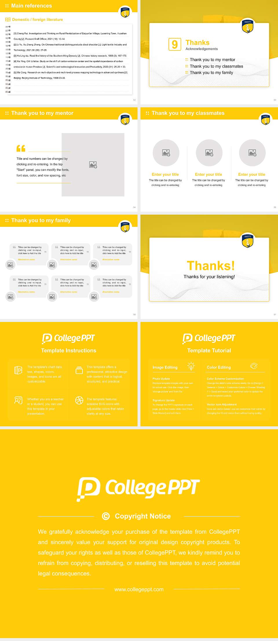 Amity University (Rajasthan) Graduation Thesis Defense PPT Template4:3 ratio PPT effect preview image7