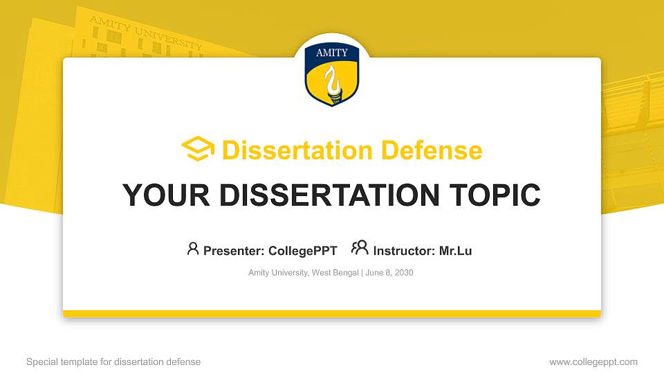 Amity University, West Bengal Graduation Thesis Defense PPT Template16:9 ratio PPT effect preview image